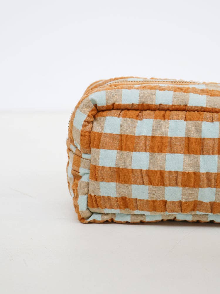 Honey Blue Seersucker Dopp Kit - Mosey Me