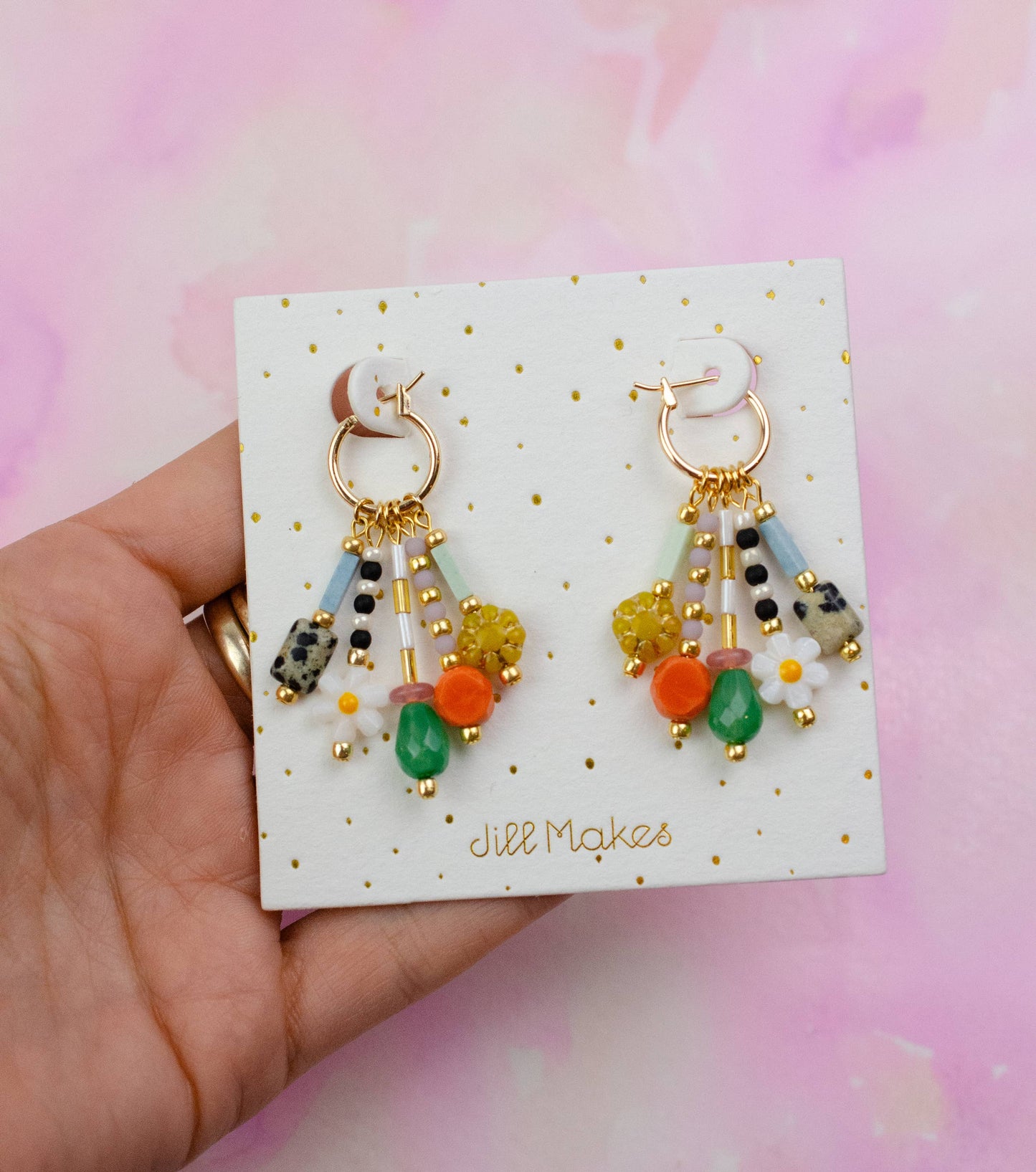 Jill Makes - Colorful Beaded Charm Earrings