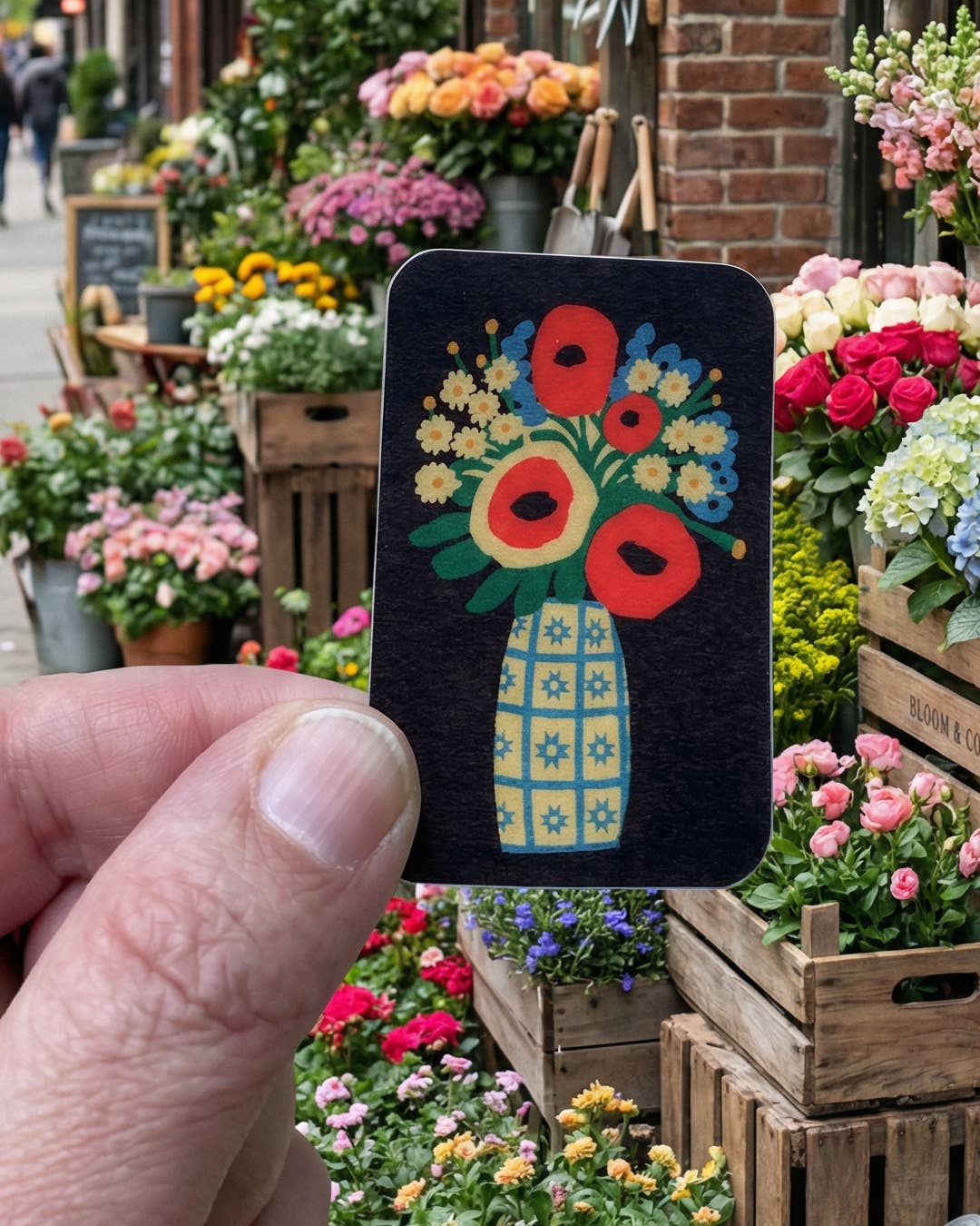Folk Flower Vase Sticker