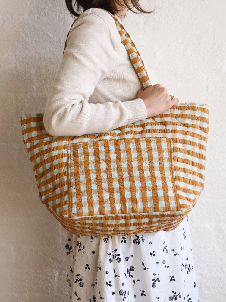Honey Blue Seersucker Quilted Bag - Mosey Me