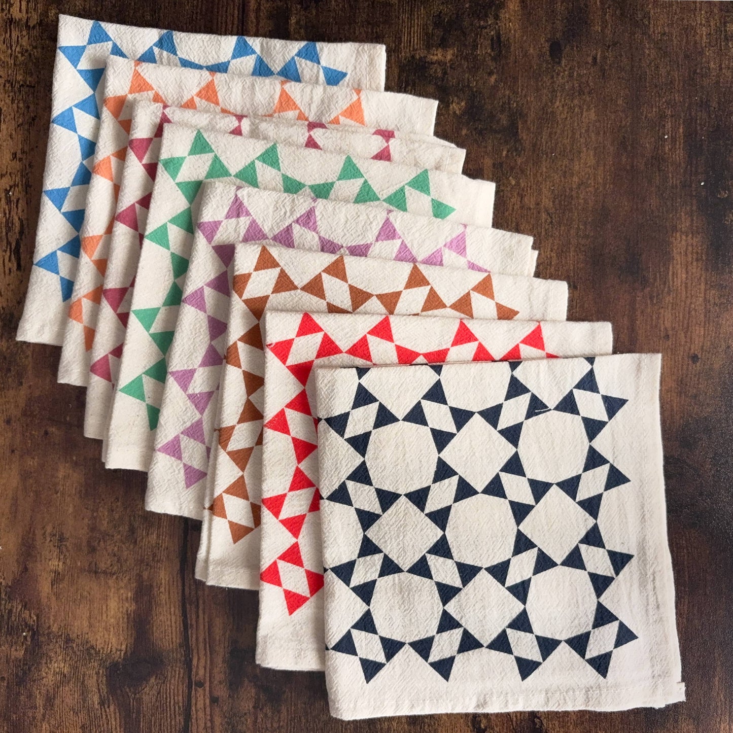 Bright Beige - Hand Printed Flour Sack Napkins - Homespun Quilt