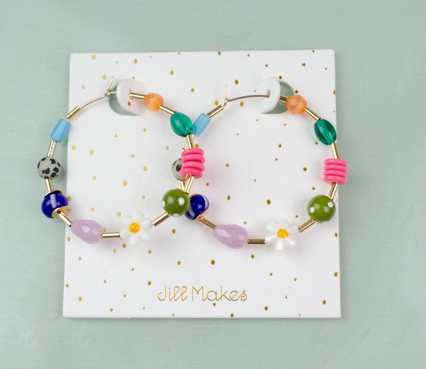 Jill Makes - Flower and Seed bead Large Beaded Hoops