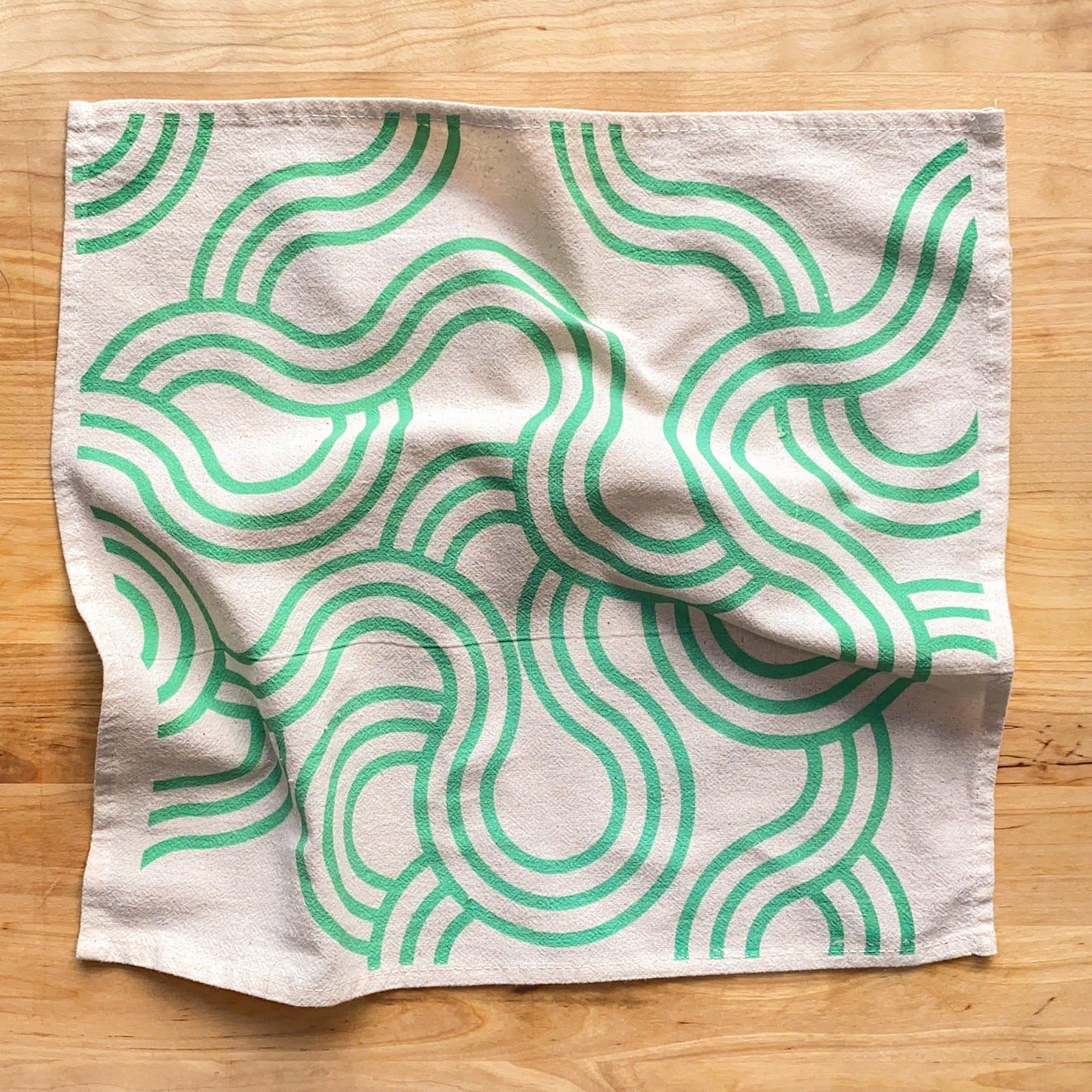 Bright Beige - Winding Loops Hand Printed Cotton Napkins, Set of 4