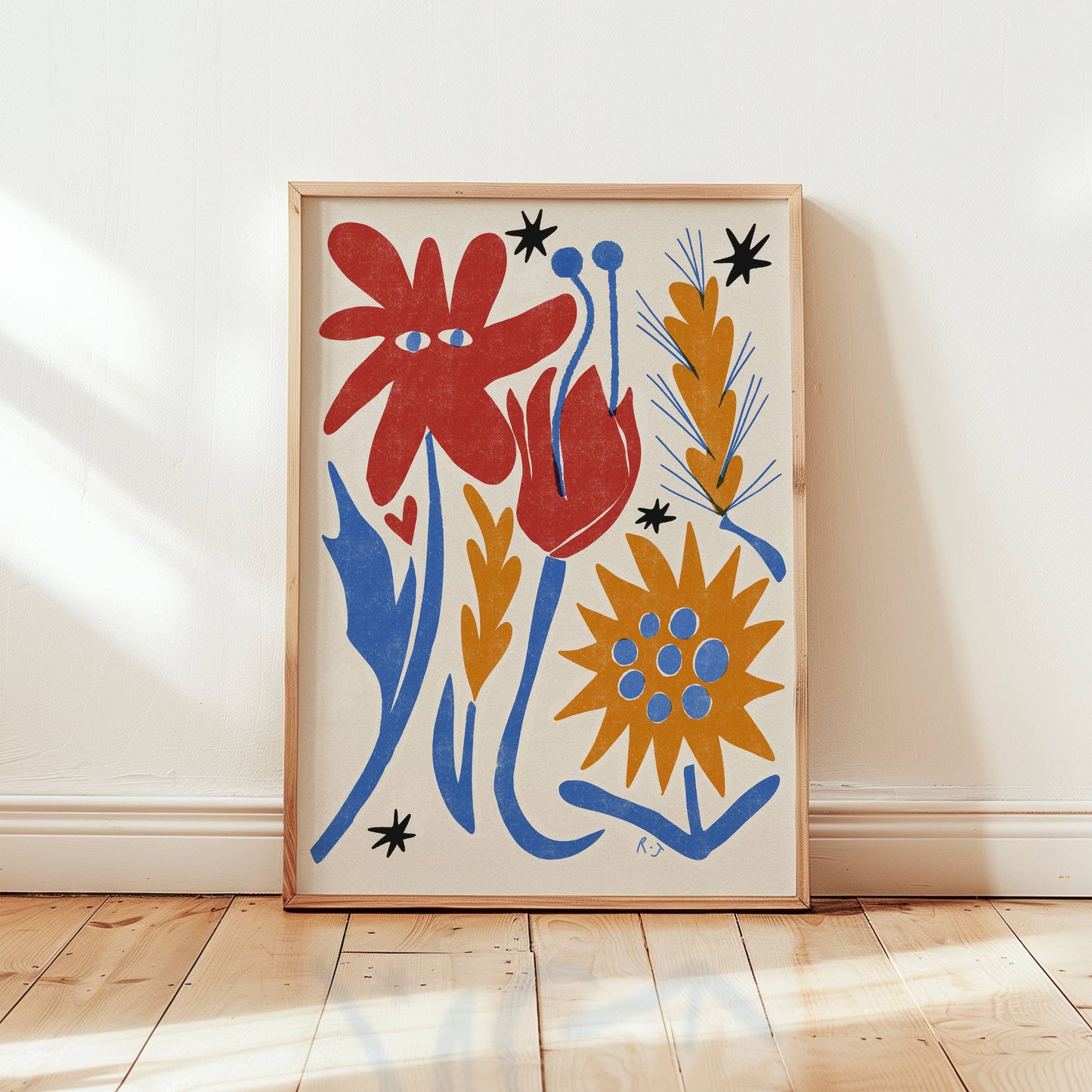 Rebecca Joy Ltd - 'Flower Bush' | Floral | Playful | Retro | Risograph Style Print