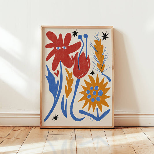 Rebecca Joy Ltd - 'Flower Bush' | Floral | Playful | Retro | Risograph Style Print
