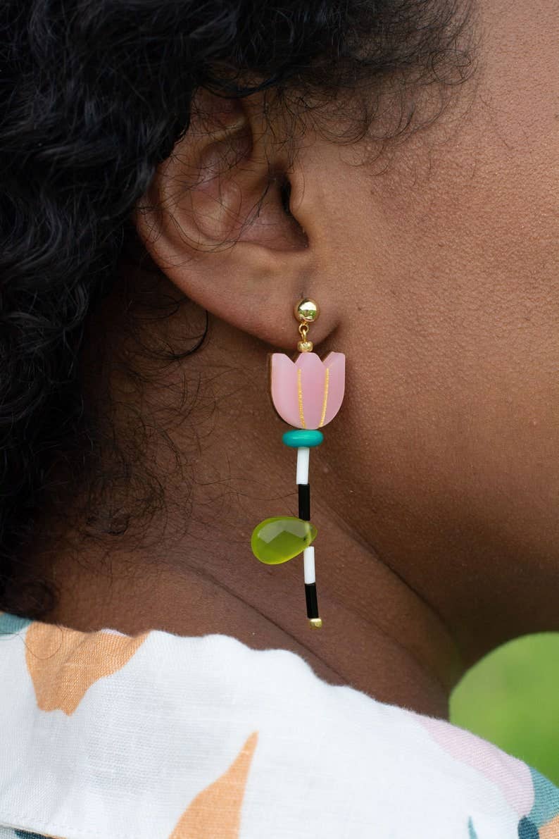 Jill Makes - Colorful Acrylic Mix and Match Flower Earrings
