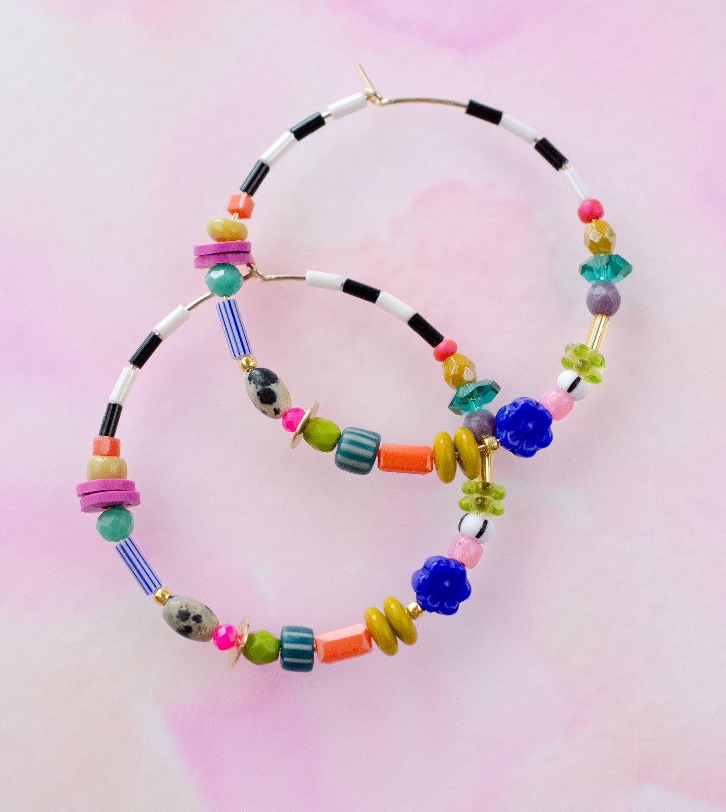 Jill Makes - Large Colorful Beaded Hoops