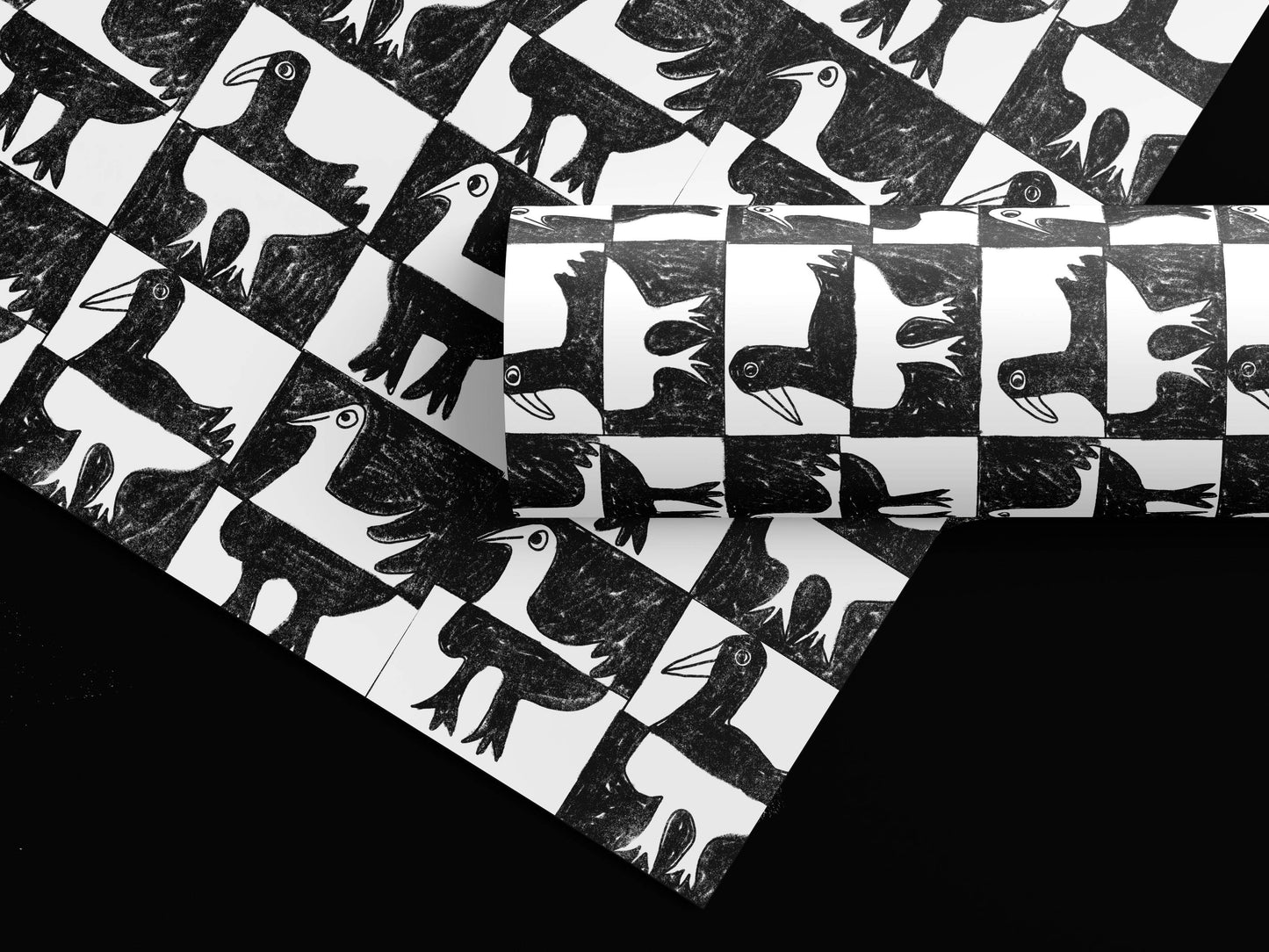 ‘Black & White Bird’ Single Sheet Wrapping Paper