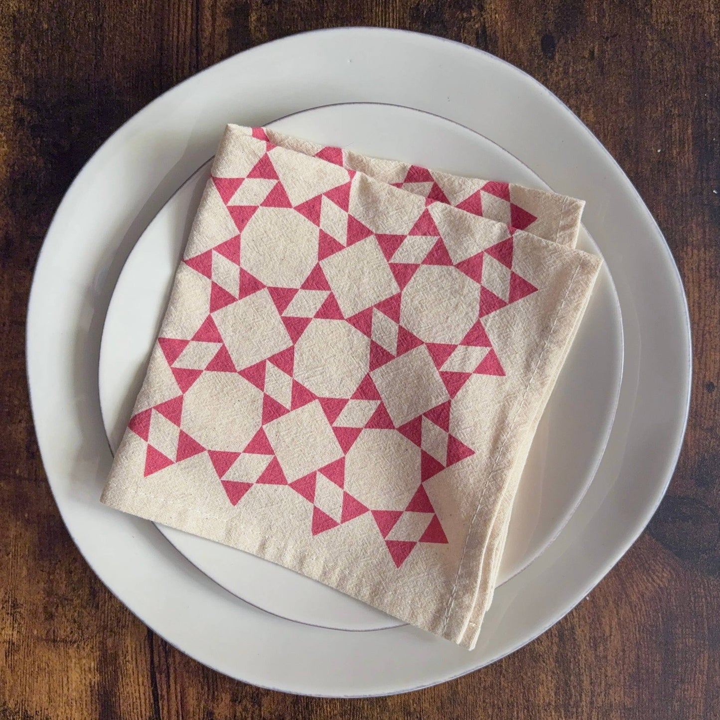 Bright Beige - Hand Printed Flour Sack Napkins - Homespun Quilt