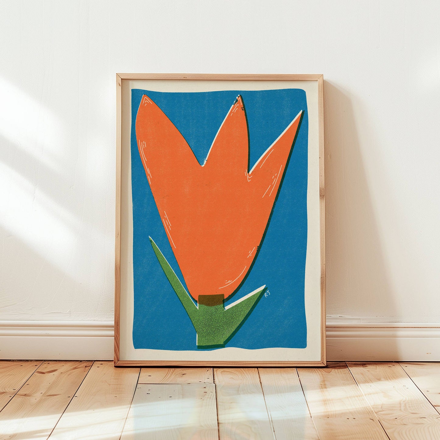 Rebecca Joy Ltd - 'Spring Flower' | Floral | Retro | Tulip | Colourful Risograph Style Print