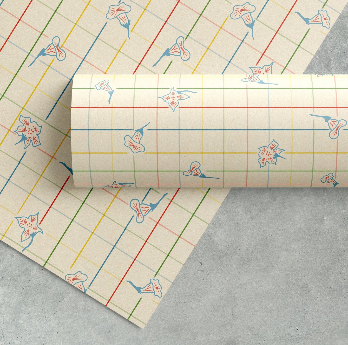 ‘Floral Grid’ Single Sheet Wrapping Paper