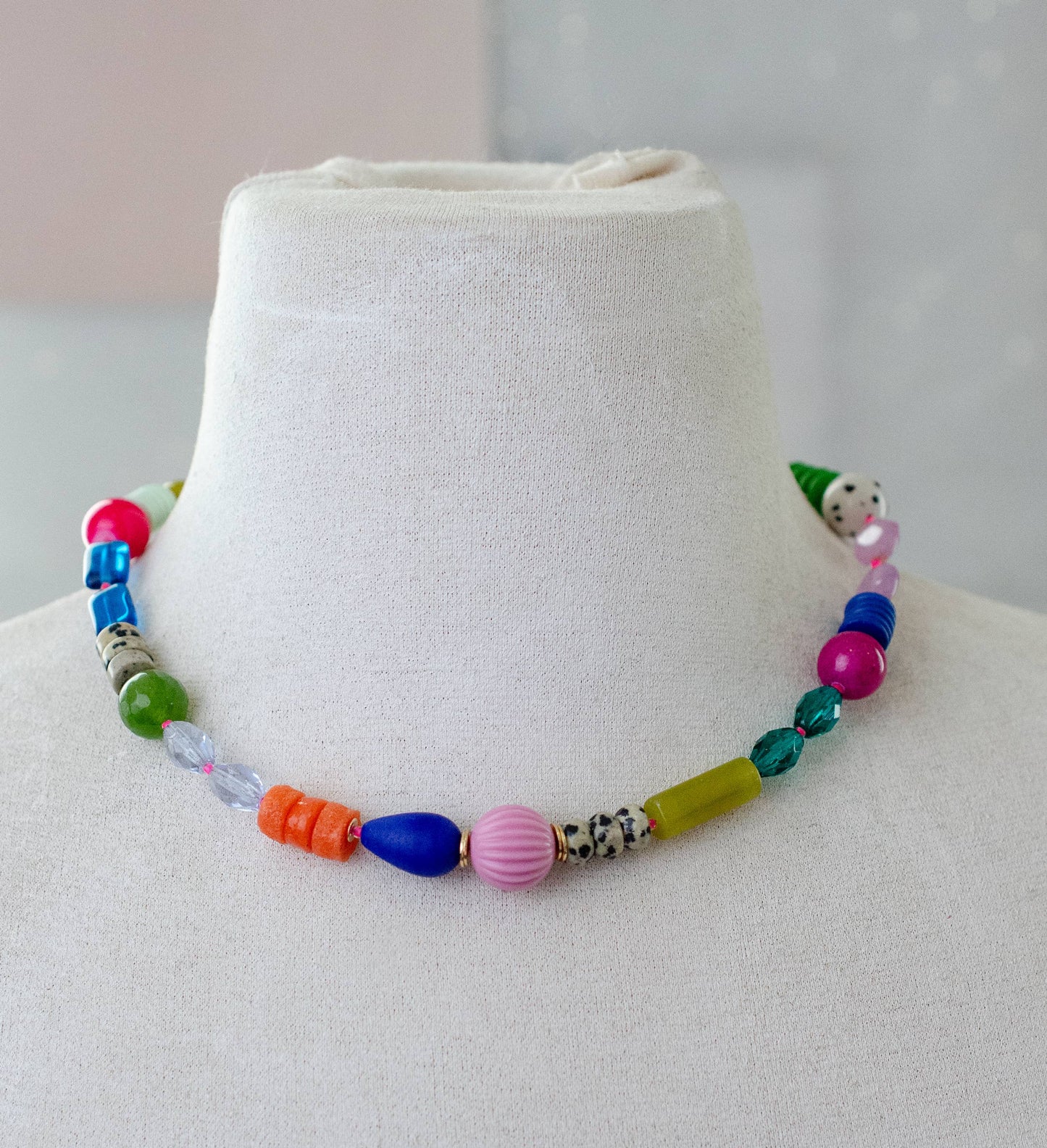 Jill Makes - Handmade Bold Colorful Beaded Statement Necklace