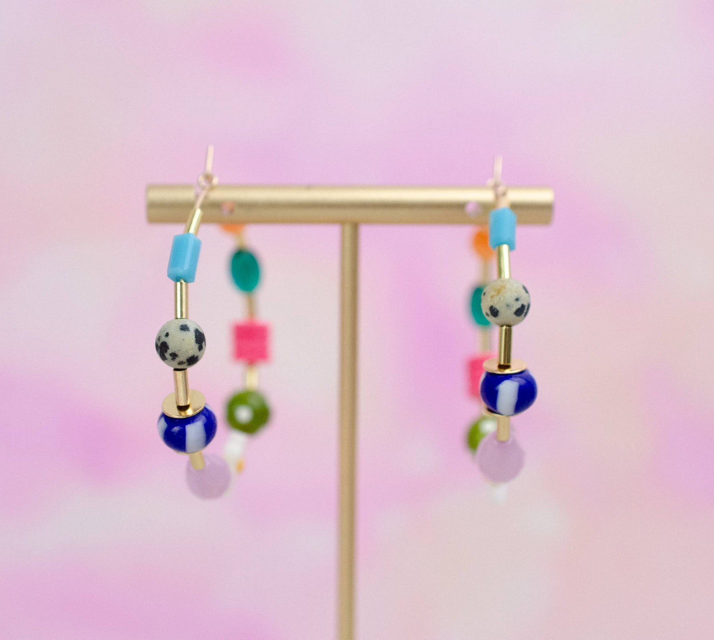 Jill Makes - Flower and Seed bead Large Beaded Hoops