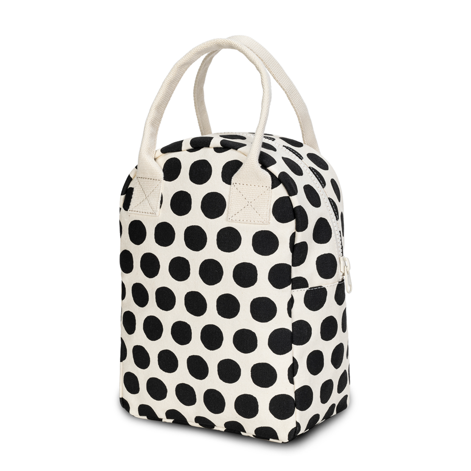 Fluf - Zipper Lunch Bag - Dot Black + White