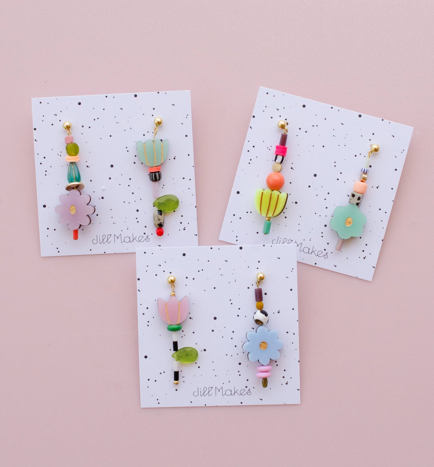 Jill Makes - Colorful Acrylic Mix and Match Flower Earrings