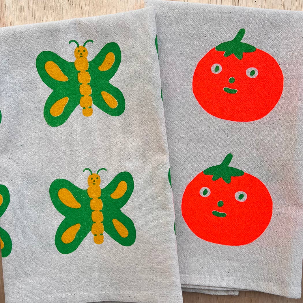 Nice life - Tomato screenprinted tea towel