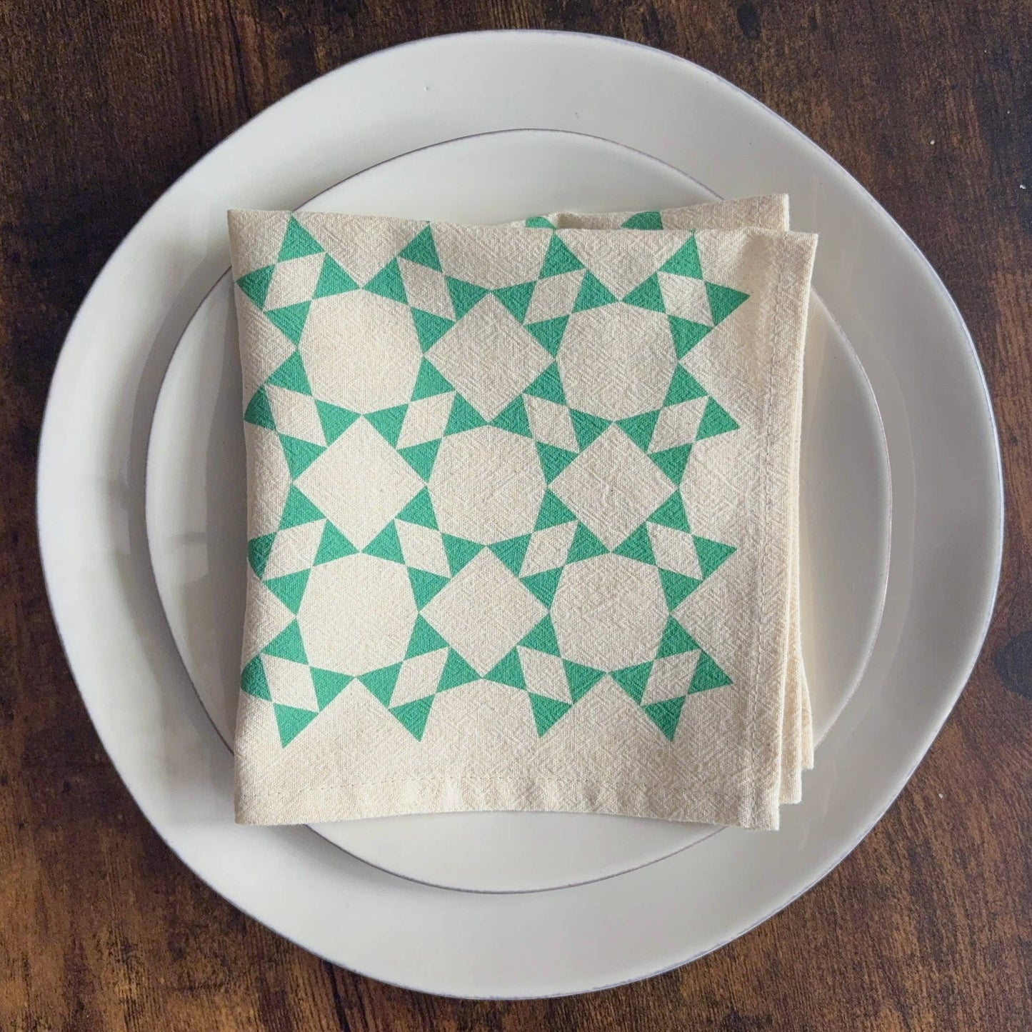 Bright Beige - Hand Printed Flour Sack Napkins - Homespun Quilt