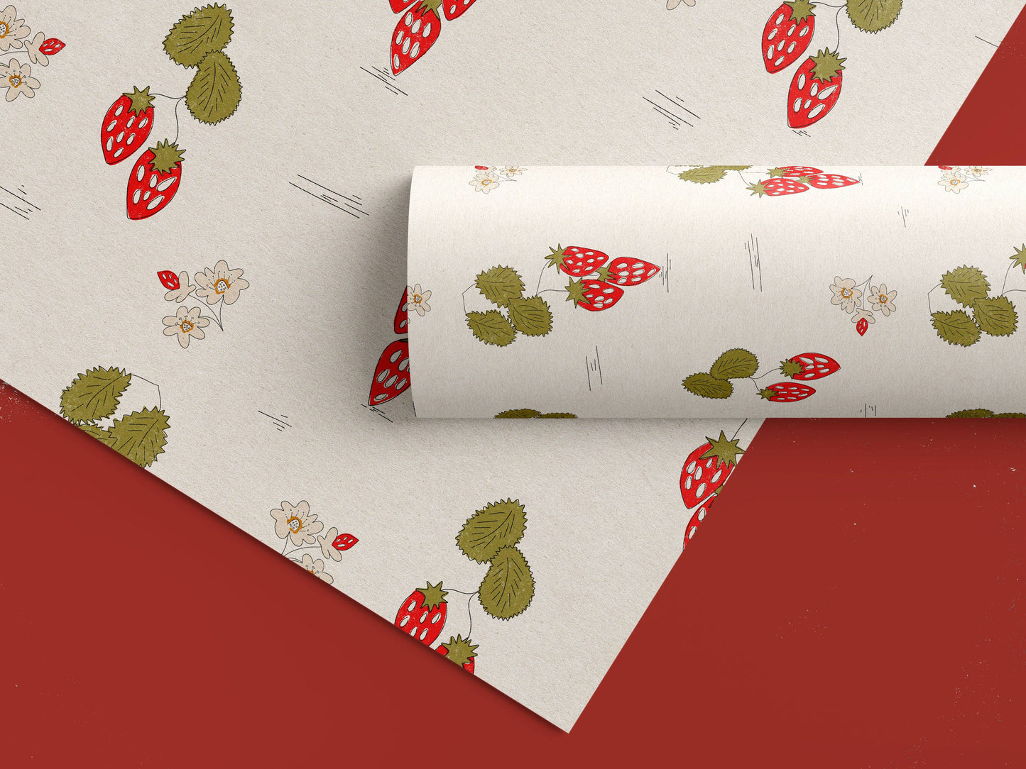 ‘Strawberry Plants’ Single Sheet Wrapping Paper