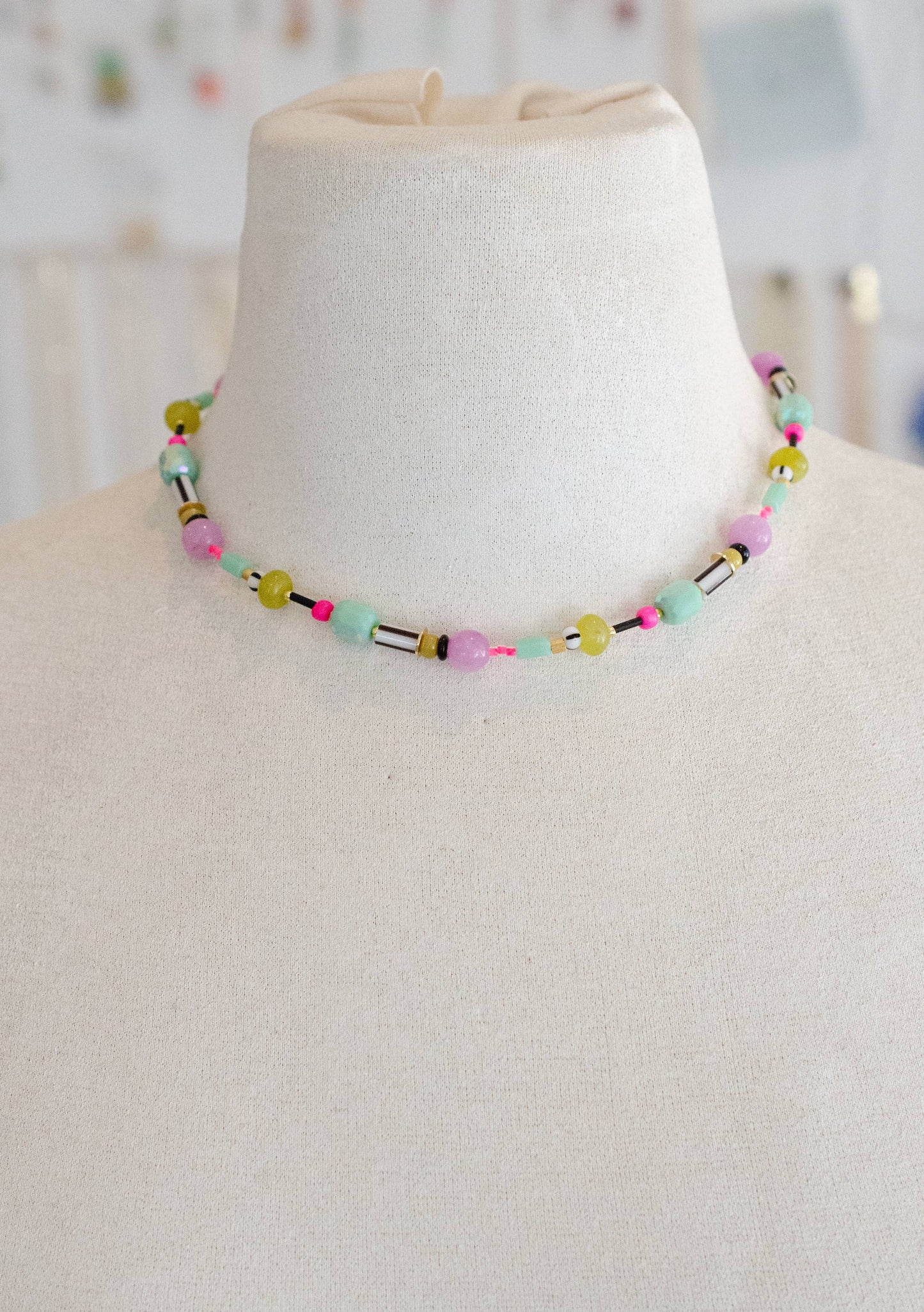 Jill Makes - Neon Beaded Friendship Necklace