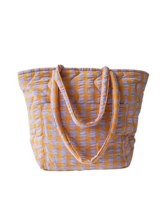 Kumquat Bloom Seersucker Quilted Bag - Mosey Me
