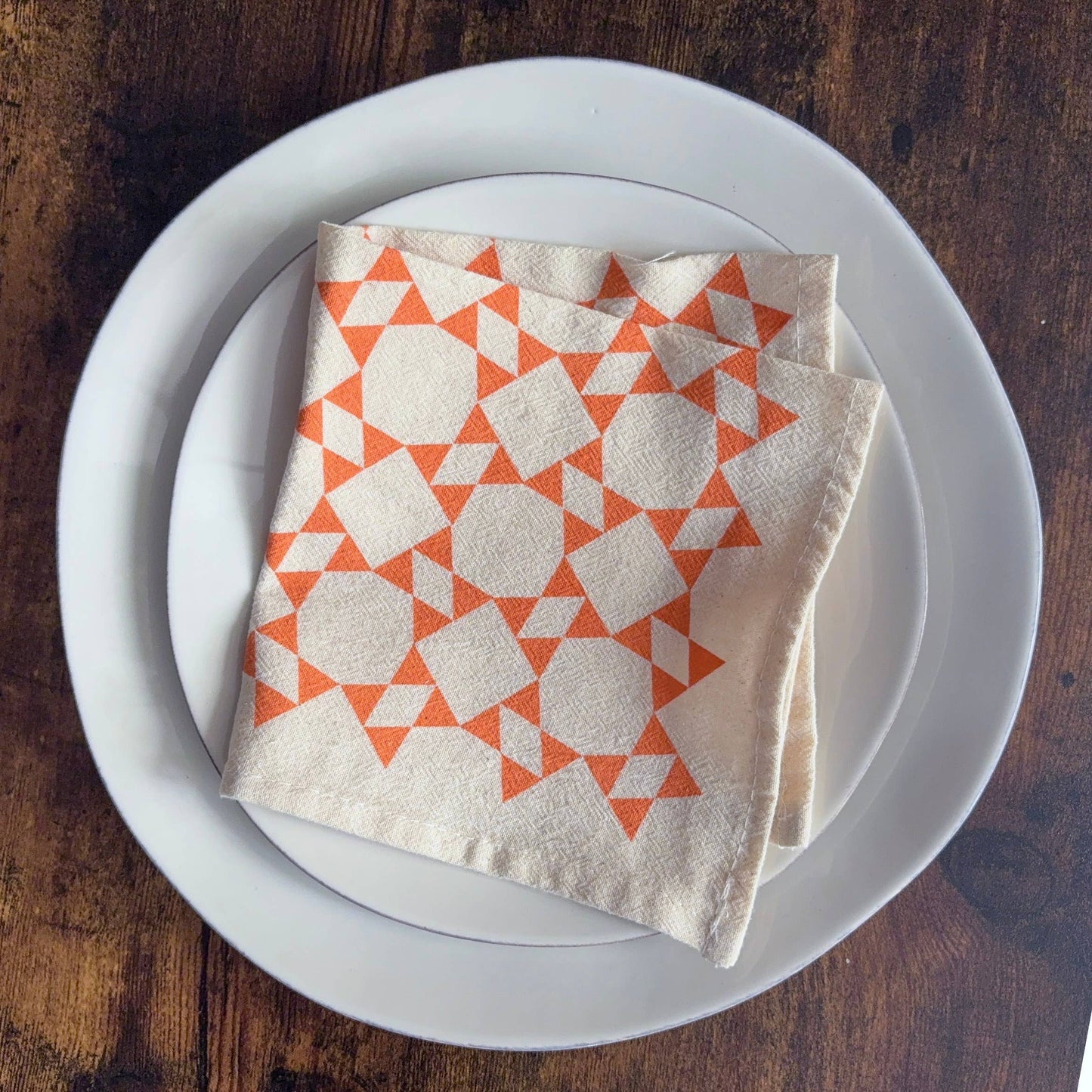 Bright Beige - Hand Printed Flour Sack Napkins - Homespun Quilt