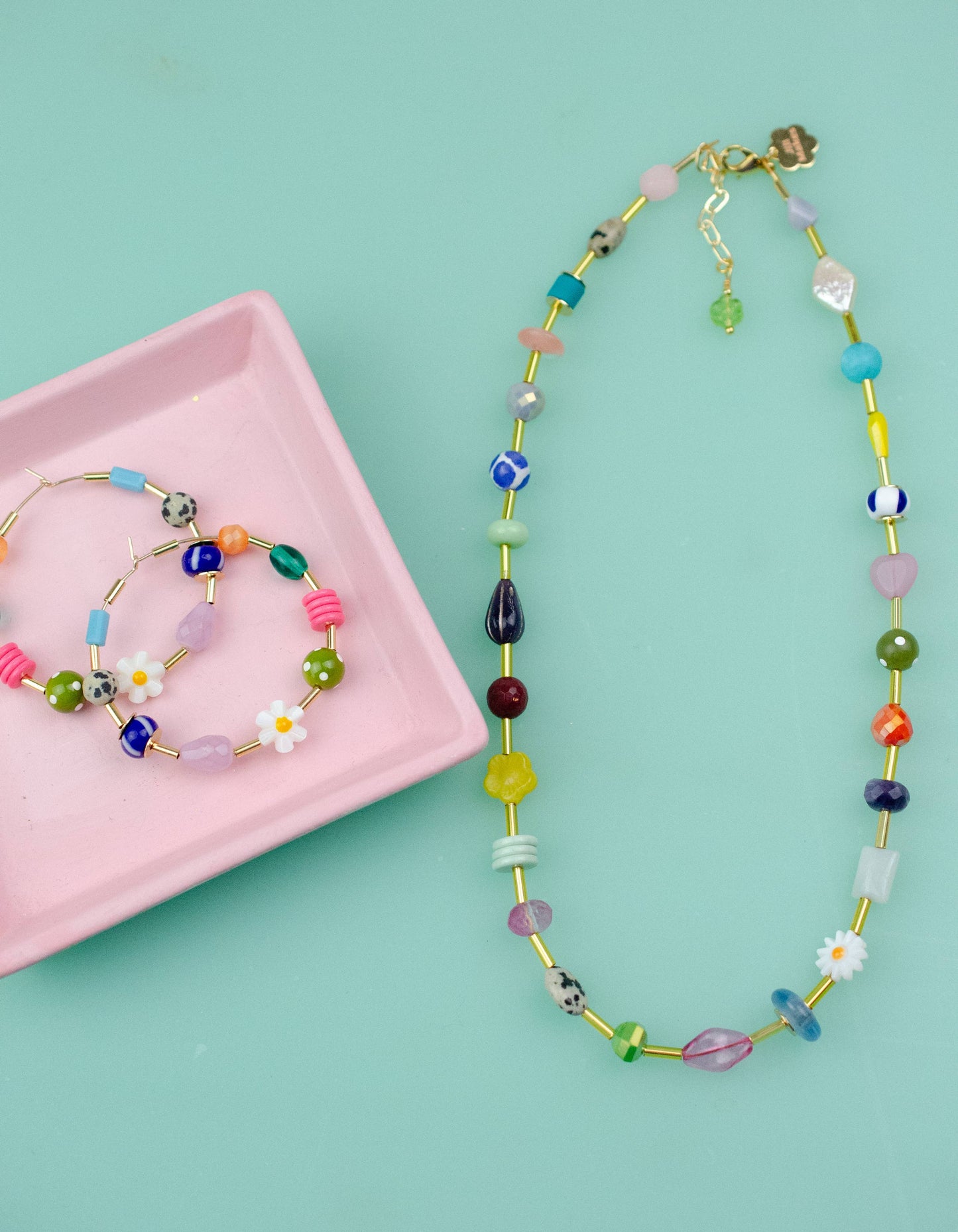 Jill Makes - Flower and Seed bead Large Beaded Hoops
