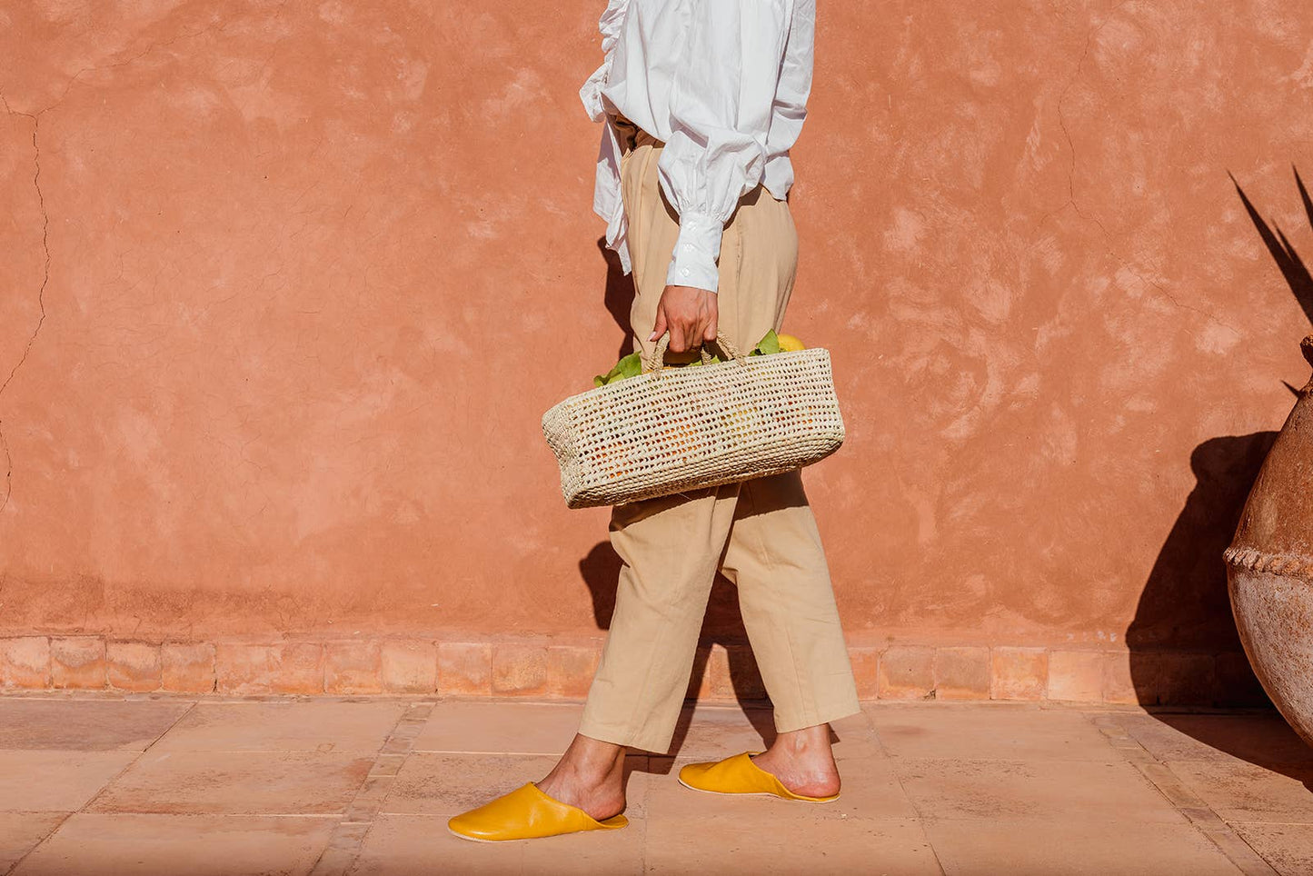 Moroccan Babouche Basic Slippers, Mustard