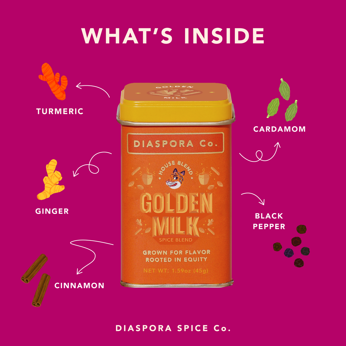 Diaspora Spice Co. - Golden Milk (Spice Blend) - For Turmeric Lattes & Baking