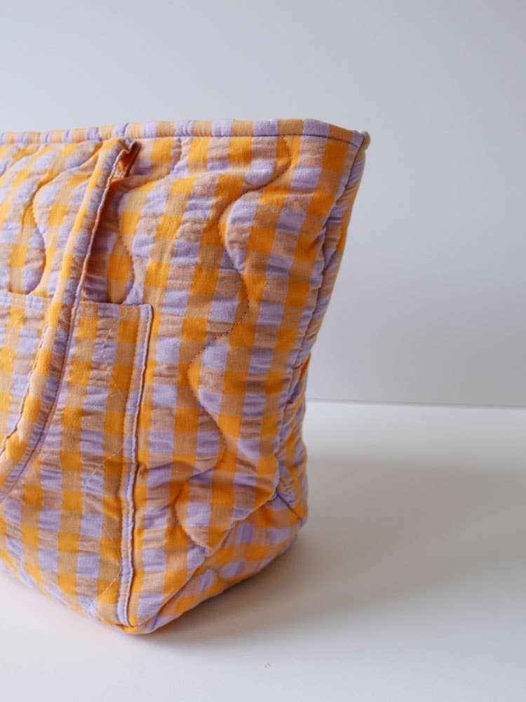 Kumquat Bloom Seersucker Quilted Bag - Mosey Me