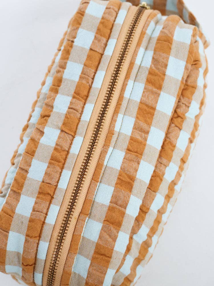 Honey Blue Seersucker Dopp Kit - Mosey Me