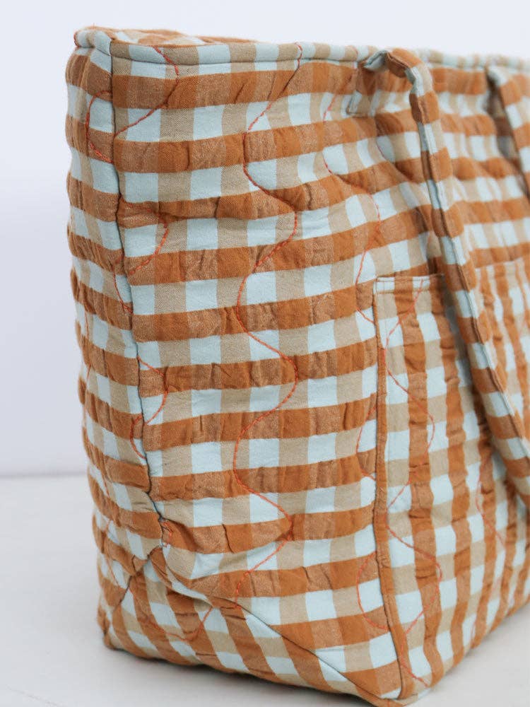 Honey Blue Seersucker Quilted Bag - Mosey Me