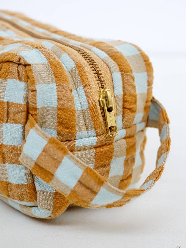 Honey Blue Seersucker Dopp Kit - Mosey Me