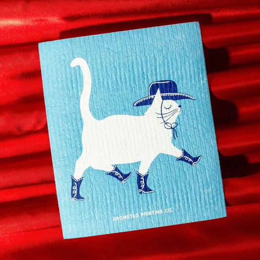 Bromstad Printing Co. - Cowboy Cat - Swedish Dishcloth