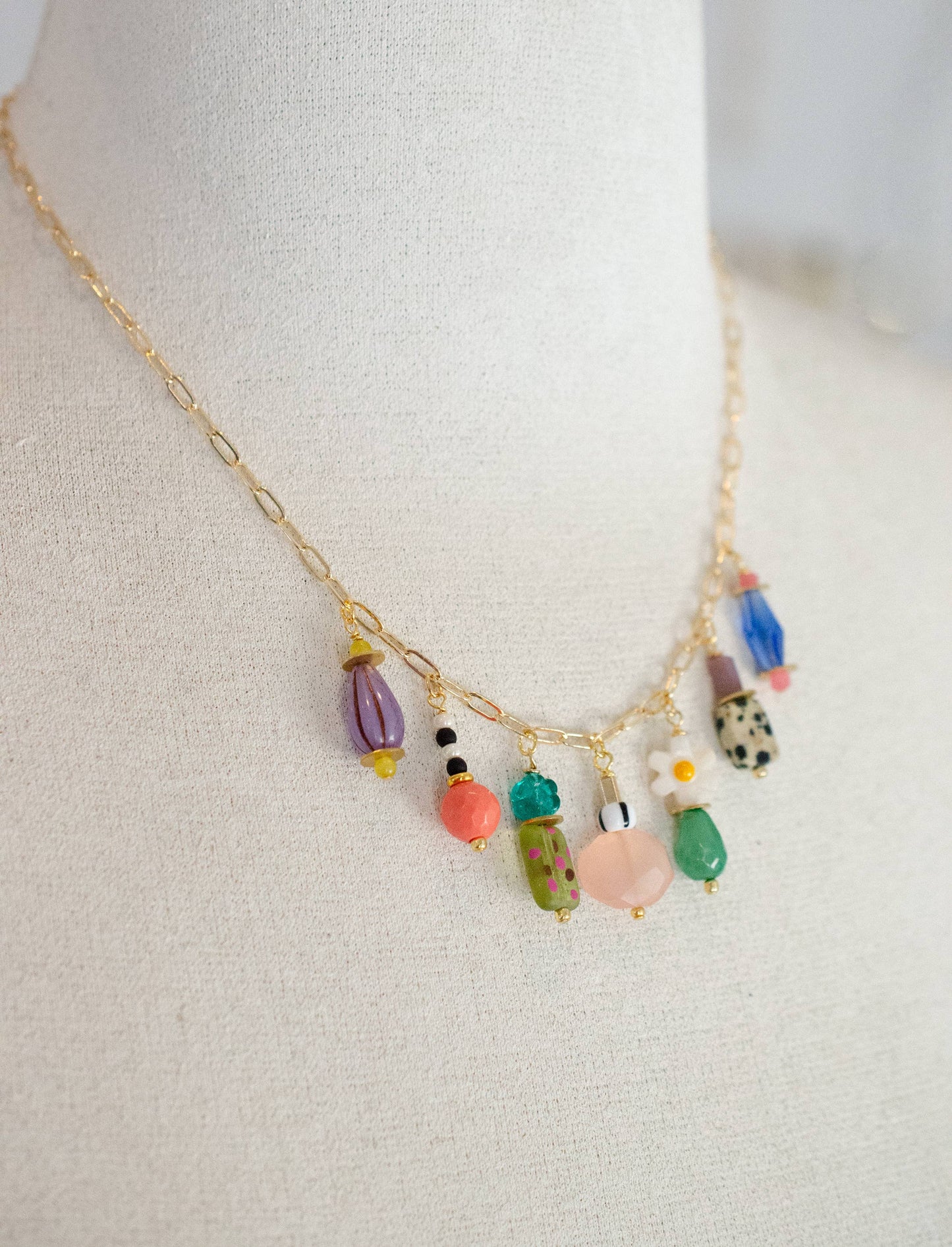Jill Makes - Colorful Charm Beaded Necklace