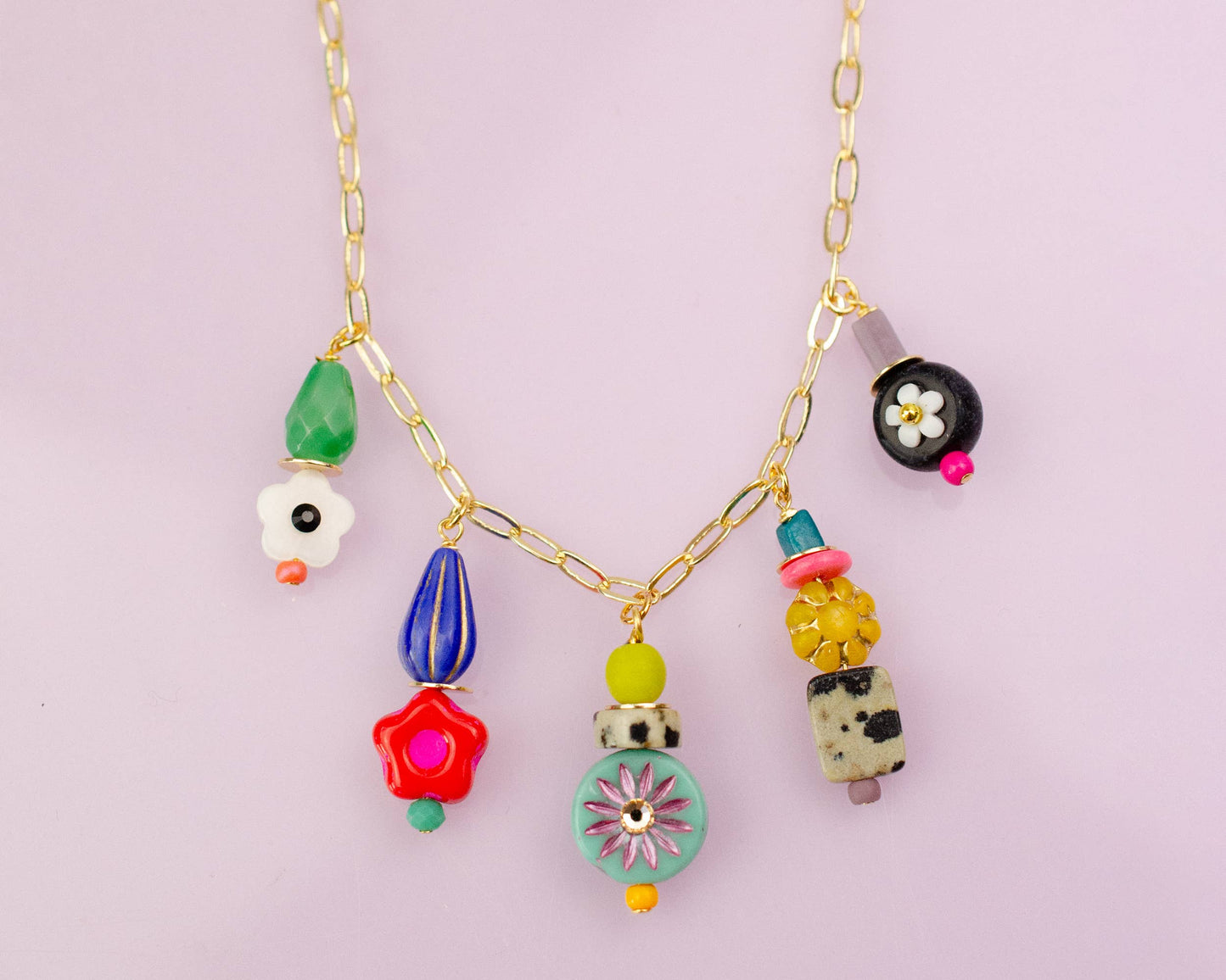 Jill Makes - Colorful and Bright Beaded Charm Necklace
