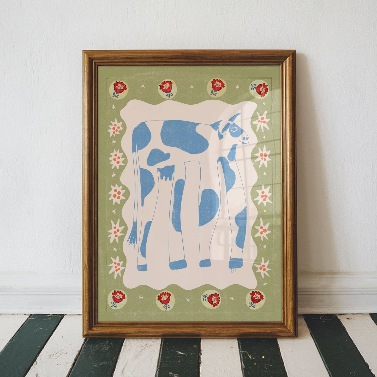 'Floopy Cow' Risograph Style Print