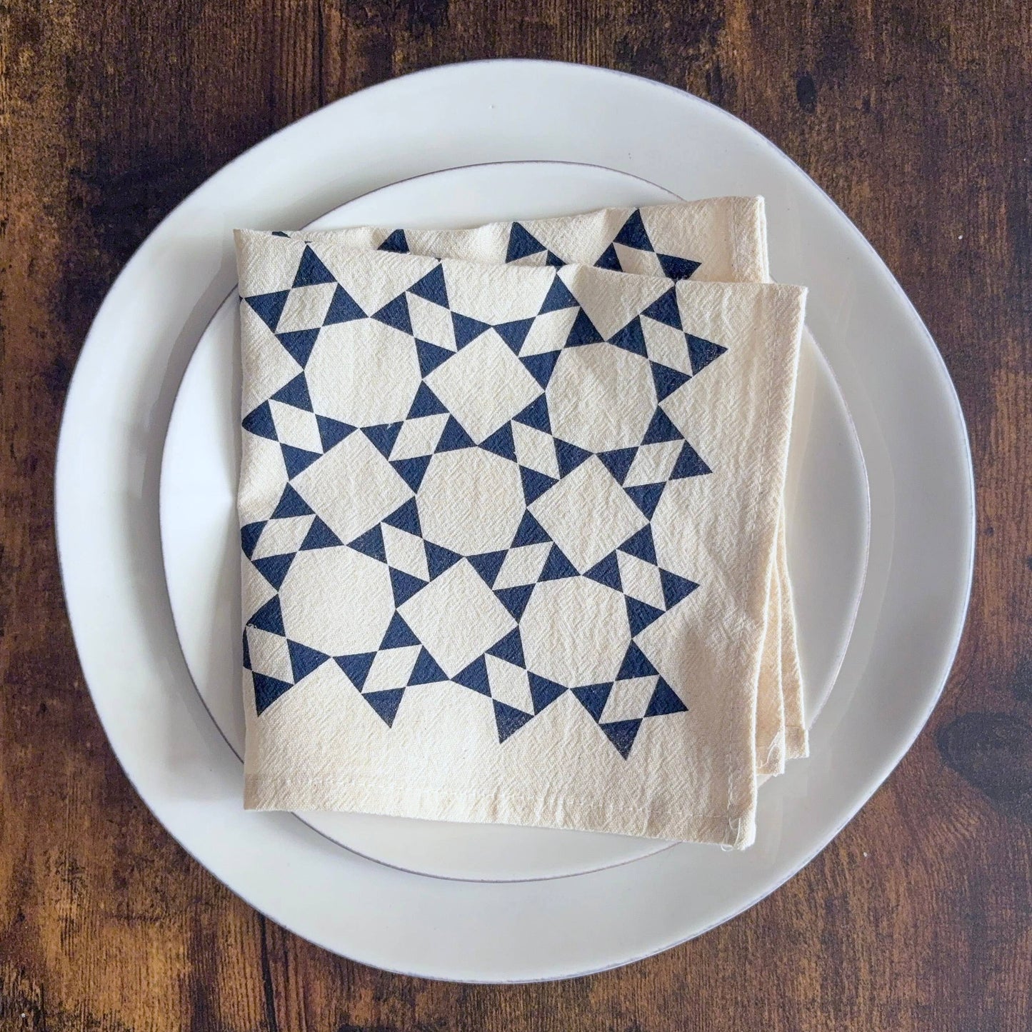 Bright Beige - Hand Printed Flour Sack Napkins - Homespun Quilt