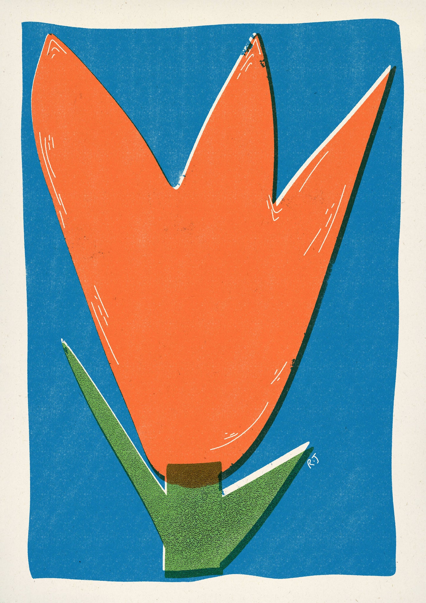 Rebecca Joy Ltd - 'Spring Flower' | Floral | Retro | Tulip | Colourful Risograph Style Print