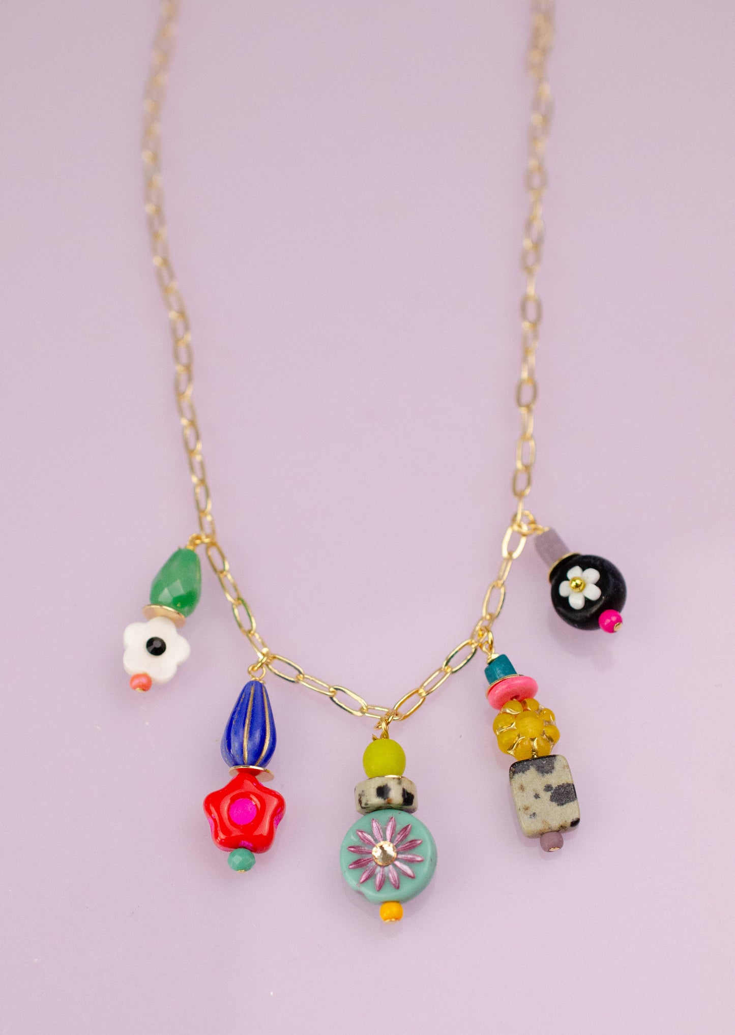 Jill Makes - Colorful and Bright Beaded Charm Necklace