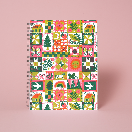 Spiral Blank Notebook - Folk Quilt