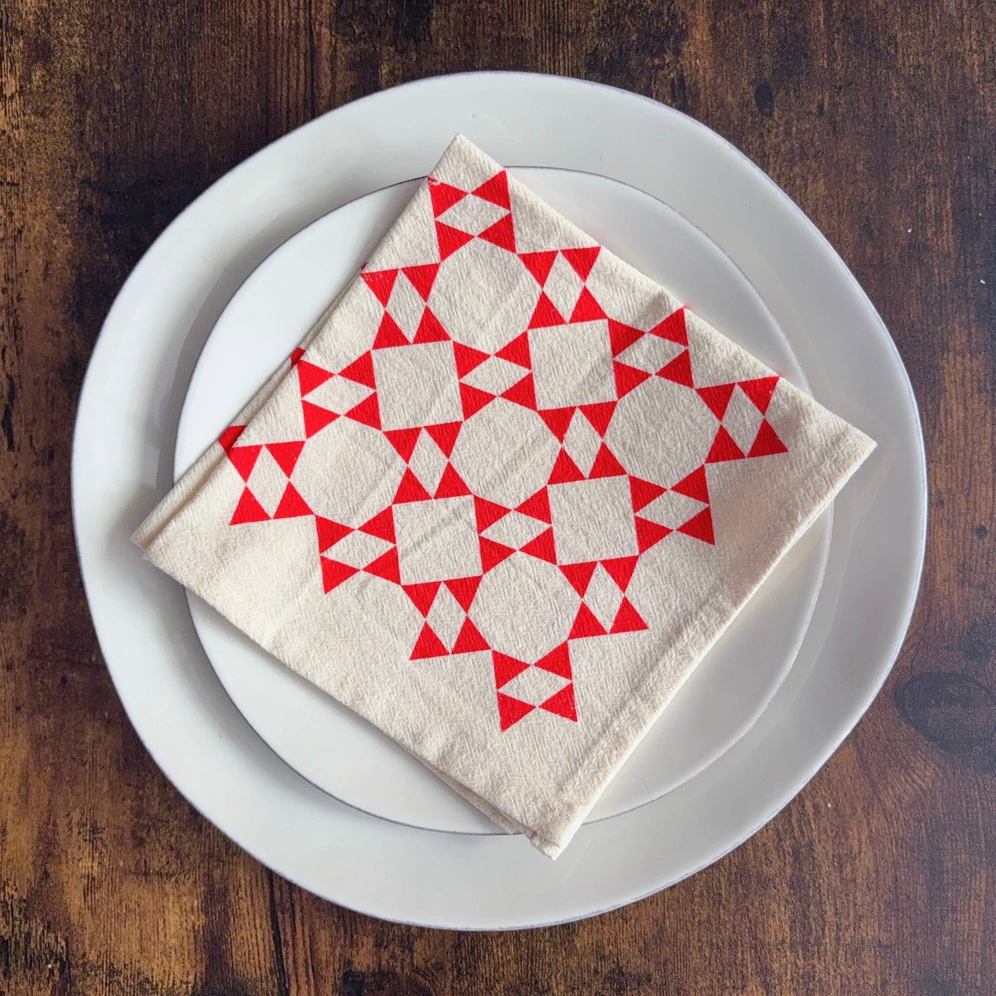 Bright Beige - Hand Printed Flour Sack Napkins - Homespun Quilt