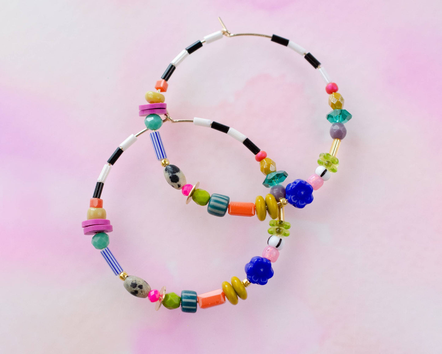 Jill Makes - Large Colorful Beaded Hoops