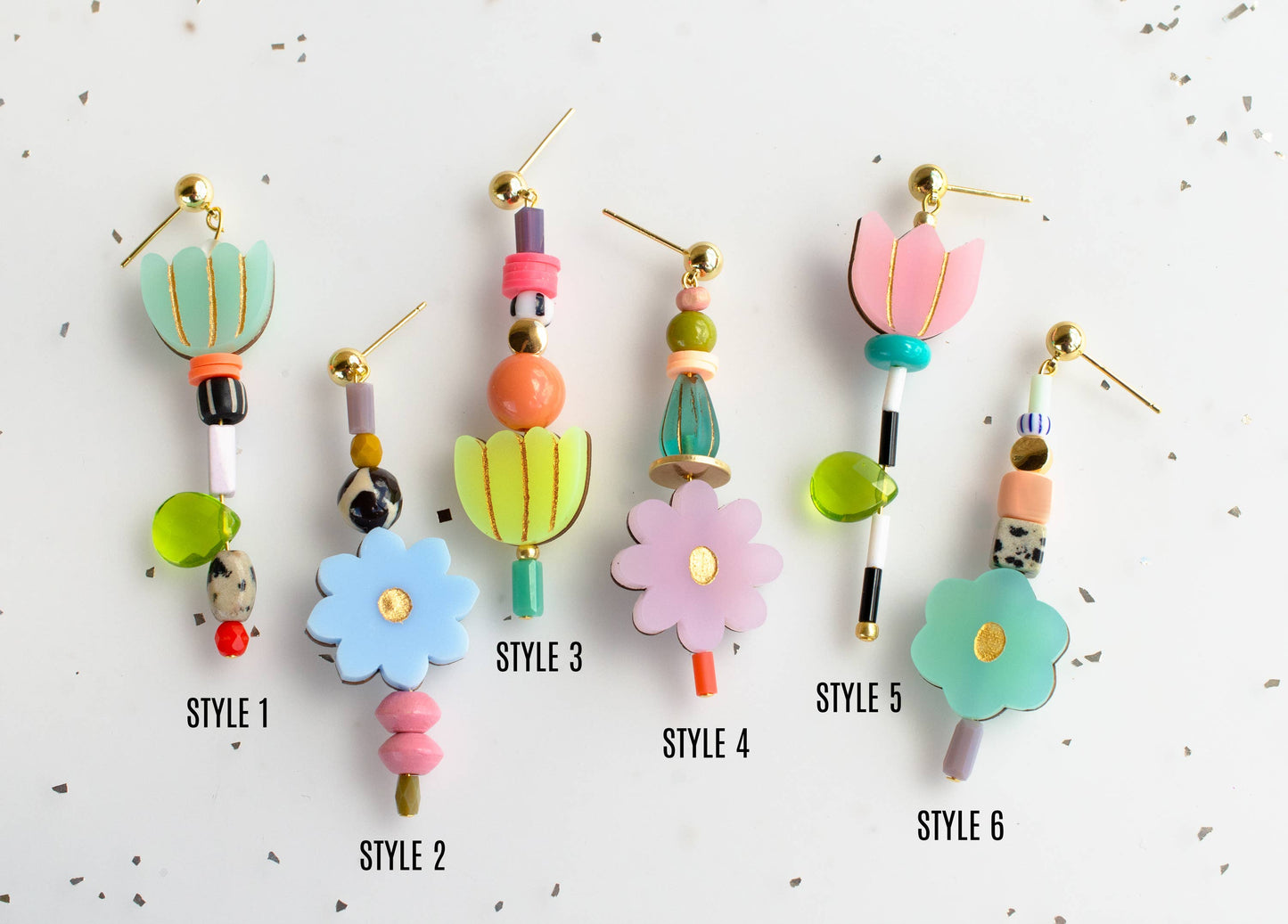 Jill Makes - Colorful Acrylic Mix and Match Flower Earrings