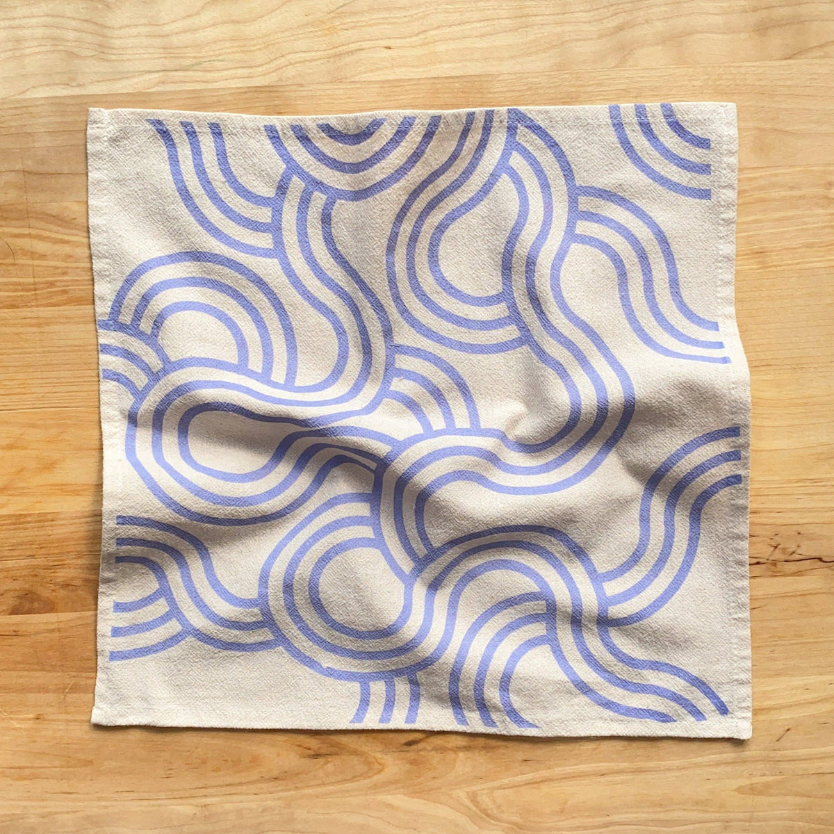 Bright Beige - Winding Loops Hand Printed Cotton Napkins, Set of 4