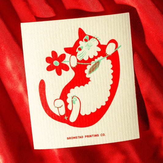 Bromstad Printing Co. - Flower Cat - Swedish Dishcloth