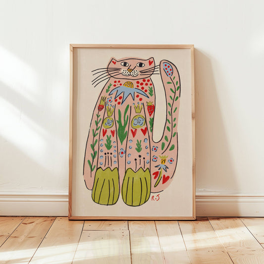 'Folk Cat' Print