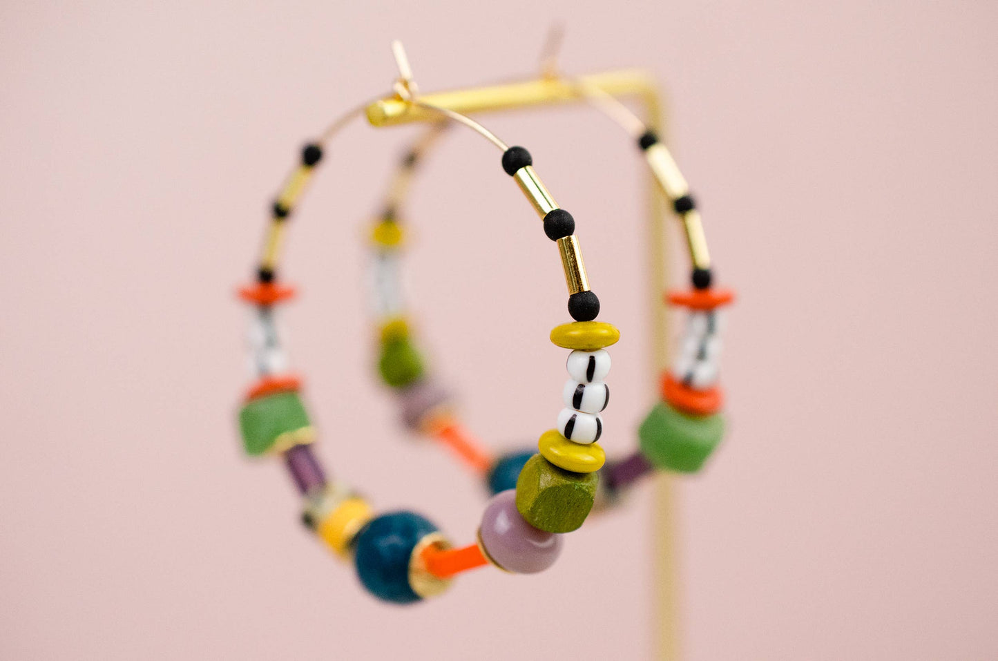 Jill Makes - Large Colorful Bead hoop Earrings