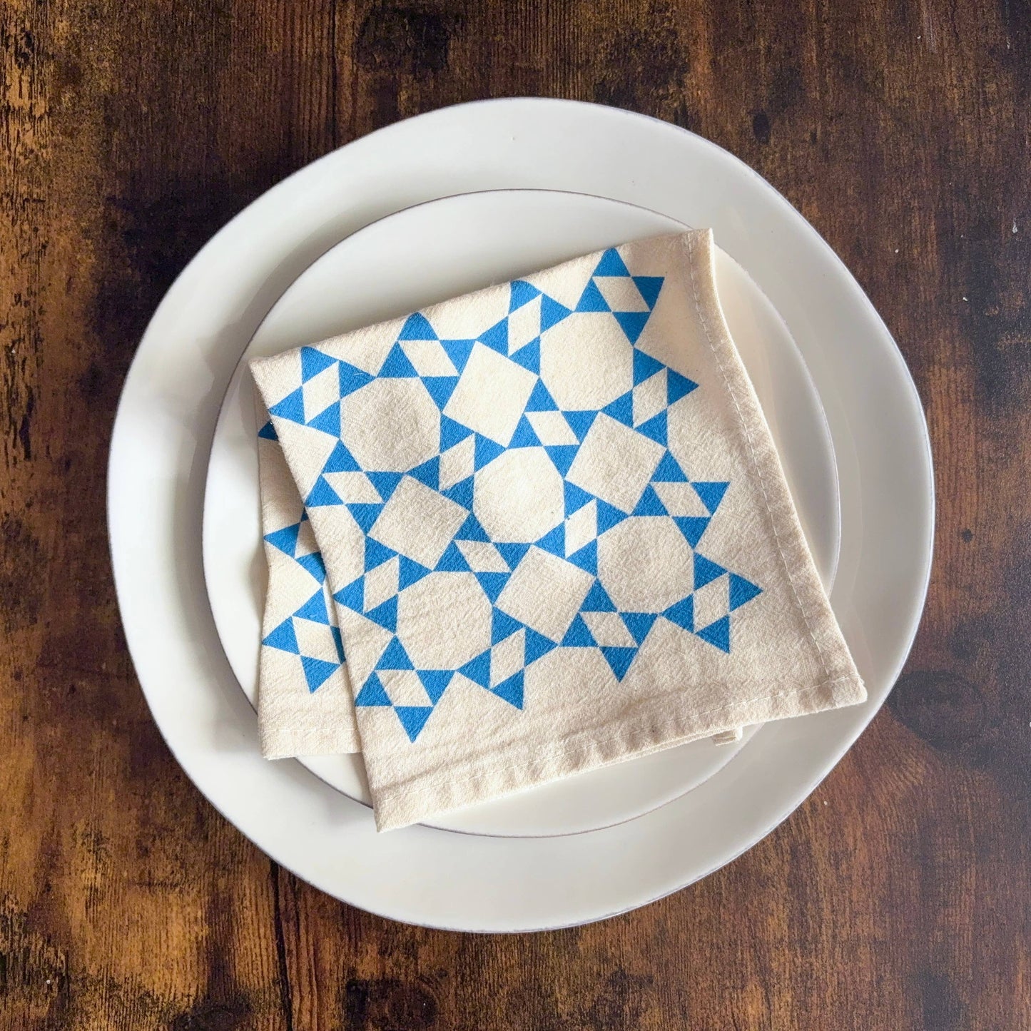 Bright Beige - Hand Printed Flour Sack Napkins - Homespun Quilt