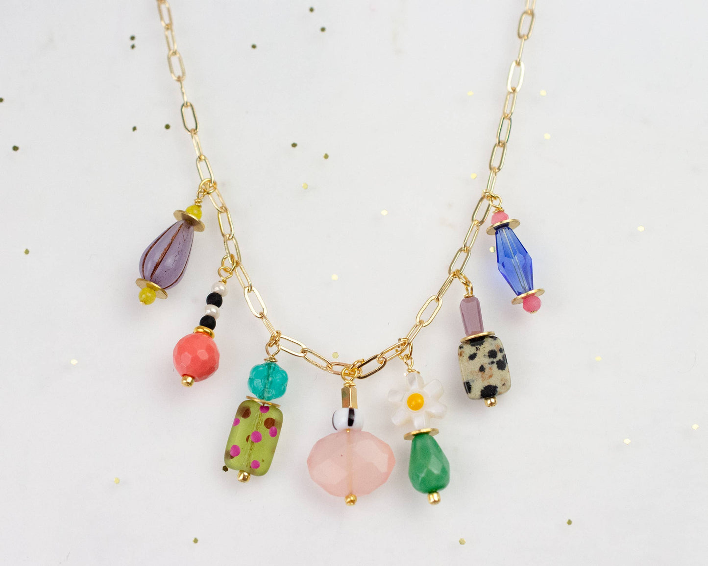 Jill Makes - Colorful Charm Beaded Necklace