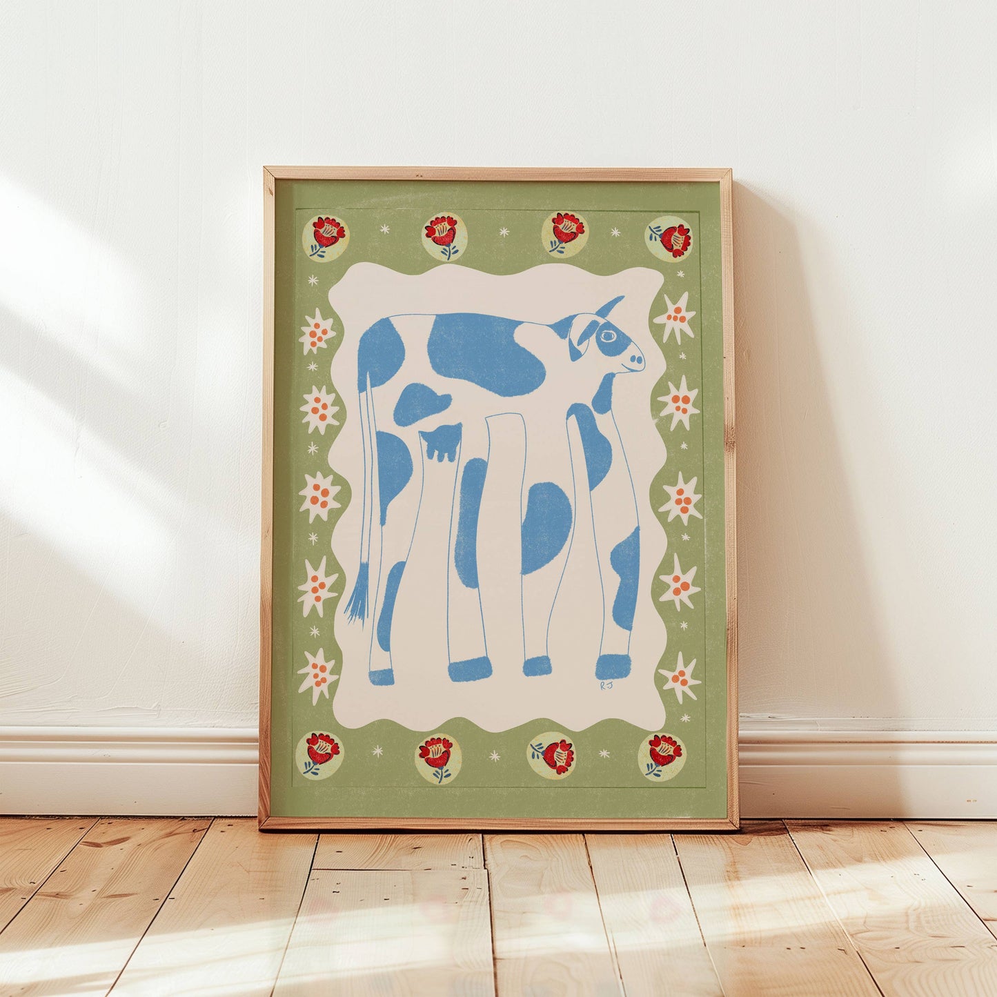 'Floopy Cow' Risograph Style Print